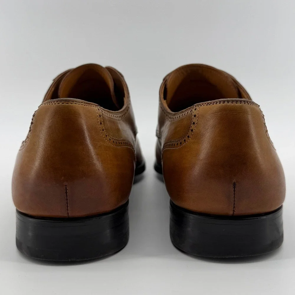 Magnanni Carlito Cap Toe Derby Shoes Mens 10 Cognac Lace Up Tan Leather Brogue
